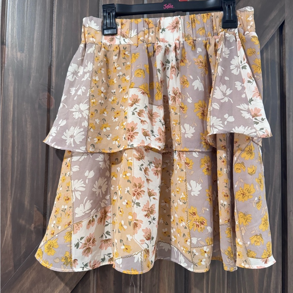 Nasty Gal Floral Layered A-Line Skirt